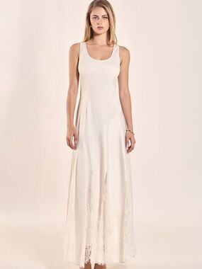 Endless Rose Cream Lace-Trim Sleeveless Maxi Dress